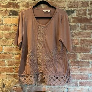 Lori Goldstein LOGO Eyelet Trim Tunic (M)